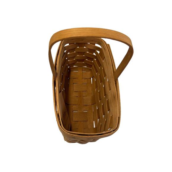 1987 Longaberger Candle Basket w/Blue & White Liner 9"L x 5"W x 5"H - Picture 3 of 4